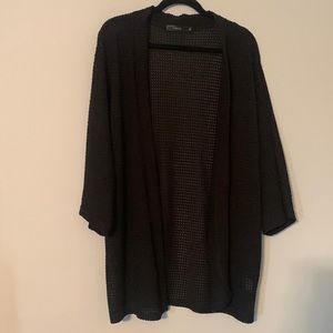 NWOT Yibock XL black lightweight dolman sleeve tunic length open cardigan.